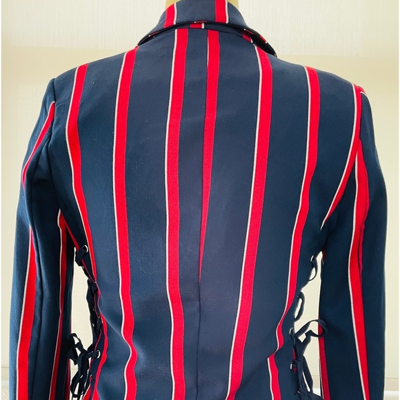 ROMEO & JULIET NWT $260 Lace-Up Striped Fitted BLAZER Small - Picture 4 of 14